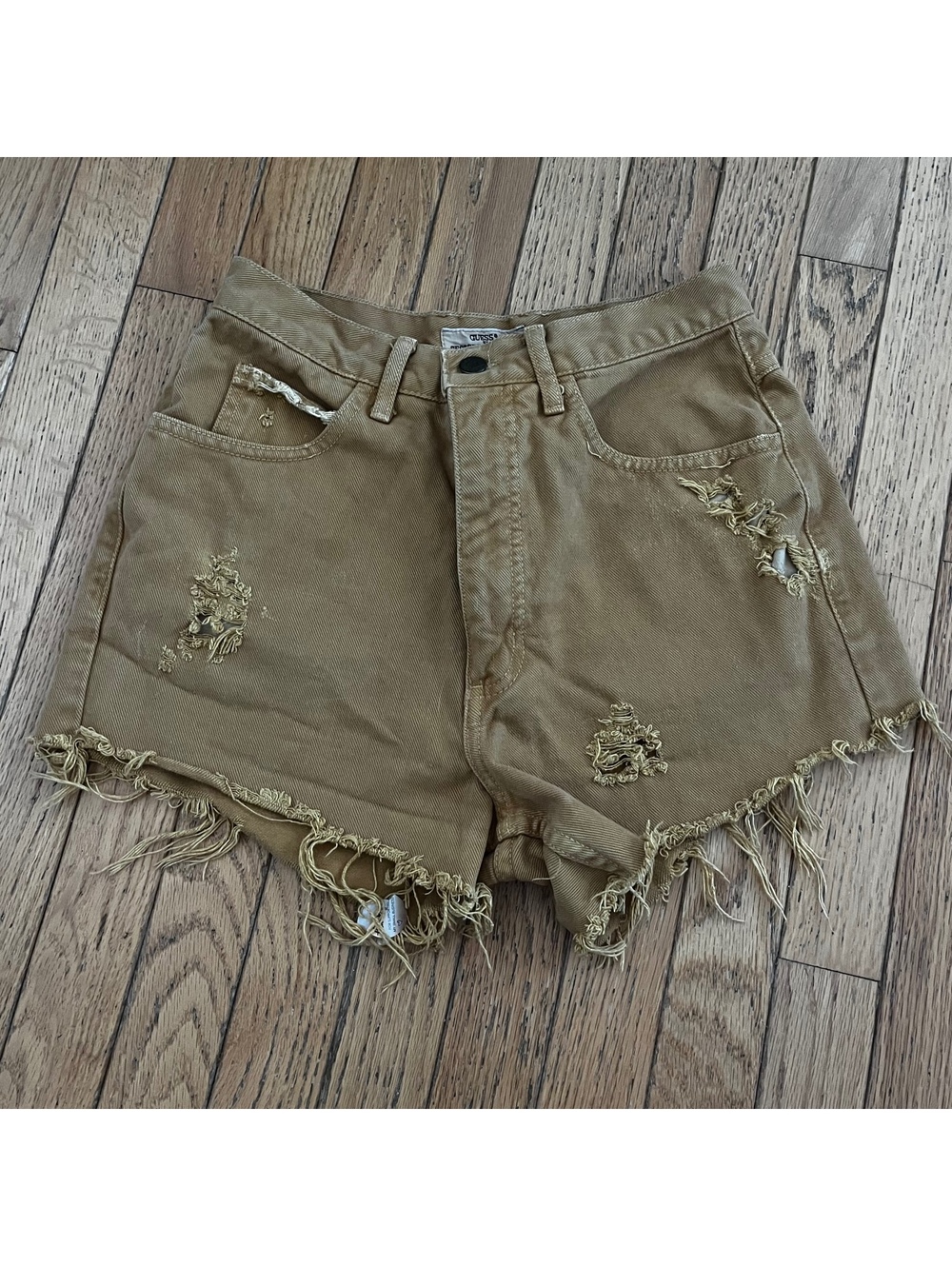 Vintage Guess by Georges Marciano Distressed Brown Denim Shorts Size 29